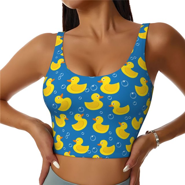 Fotbe Rubber Duck Sujetador Deportivo Largo sin Aros para Mujer con Almohadillas y Soporte Medio, Transpirable y Absorbente, Camiseta Tipo Chaleco o Tank Top-XX-Large
