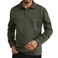 thumbnail image 4 of FYDUU Mens Classic Golf Shirt Men's Trendy Fall Winter Tops Texture Long Sleeve Polo Shirts Men's Sports Shirt Stylish Golf Shirts, 4 of 5