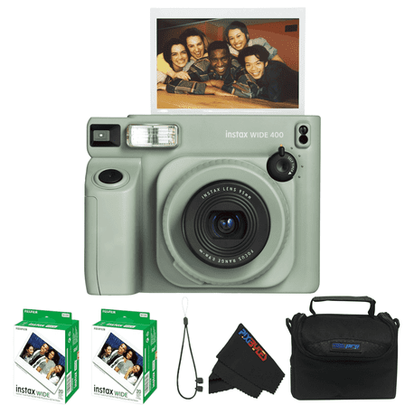 Fujifilm Instax Wide 400 Instant Film Camera Bundle with Fuji Instax Wide Instant Film Color Print (40 Sheets) Travel Bag and Lens Cleaning Kit