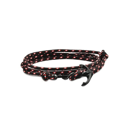 Coastal Jewelry Black Plated Stainless Steel Anchor Wrap Bracelet