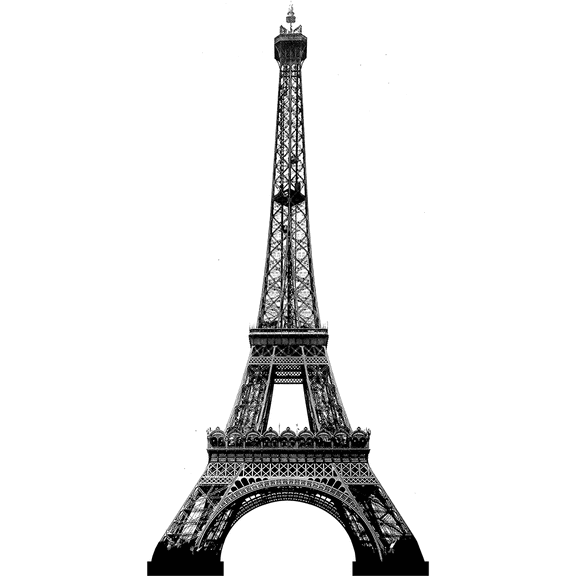 H13170 Eiffel Tower Black and White Silhouette