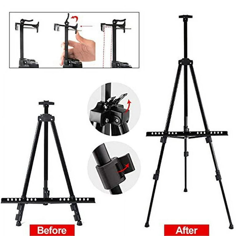 72Inches Double Tier Display Easel Stand Metal Material Tripod Art Easels  Adjustable Easel for Painting Canvases Height TableTop