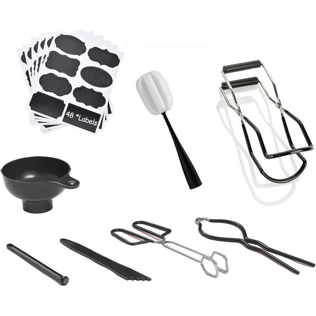 7 in 1 Canning Kit Include Steamer Rack,Canning Funnel,Jar Lifter,Wrench, Tongs,Lid Lifter/Bubble Remover Tool.Suitable for easy learning and making of household mason canning