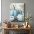 thumbnail image 3 of Canvas Wall Art, Blue Pumpkin Fall Framed Canvas Prints for Living Room Bedroom, Thanksgiving Autumn Botanical Leaves Large Gallery Wrapped Wall Decor for Home Office, Gifts, 16"x20" Ship Next Day, 3 of 9