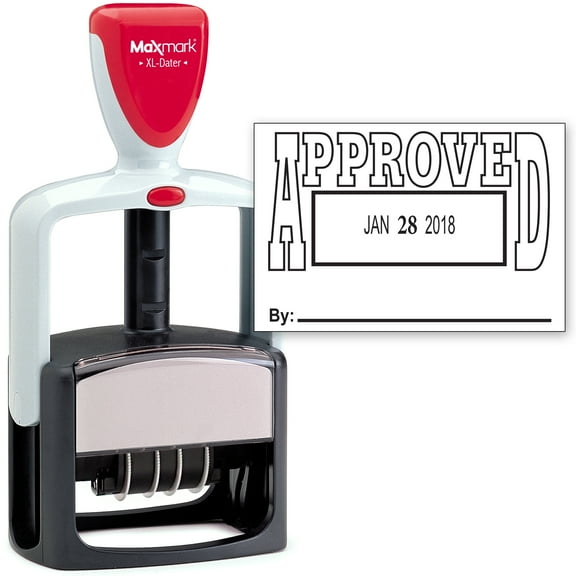 2000 PLUS Heavy Duty Style 2-Color Date Stamp with APPROVED self inking stamp - Black Ink