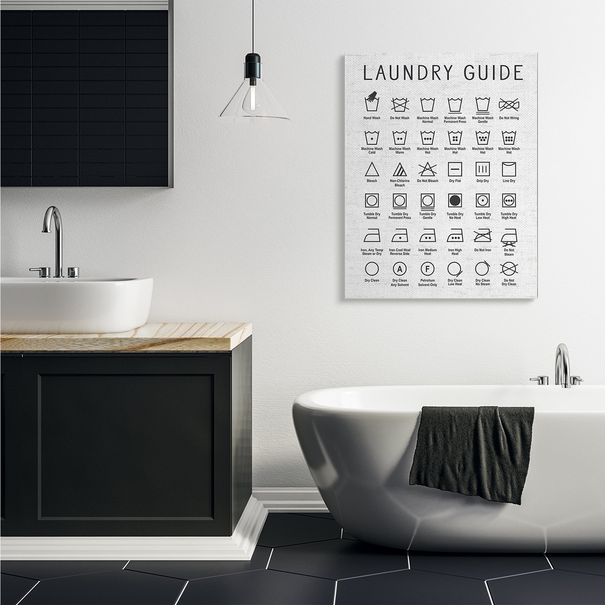 Stupell Industries Laundry Guide Simple Shapes Diagram Distressed Pattern,36 x 48,Designed by Lettered and Lined
