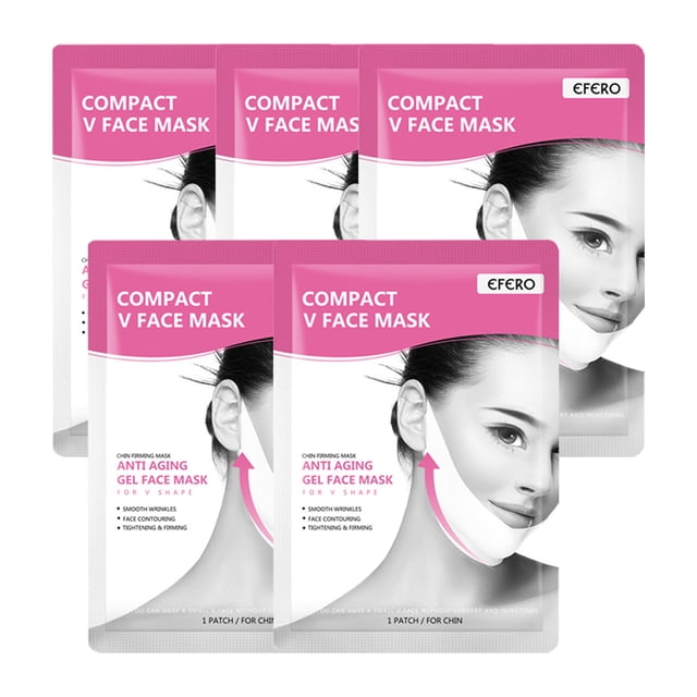 V Line Shaping Face Masks – Mascarilla lifting de hidrogel de colágeno – Banda antienvejecimiento y antiarrugas – Correa reductora de papada – Hoja de lifting facial contorneadora, adelgazante y