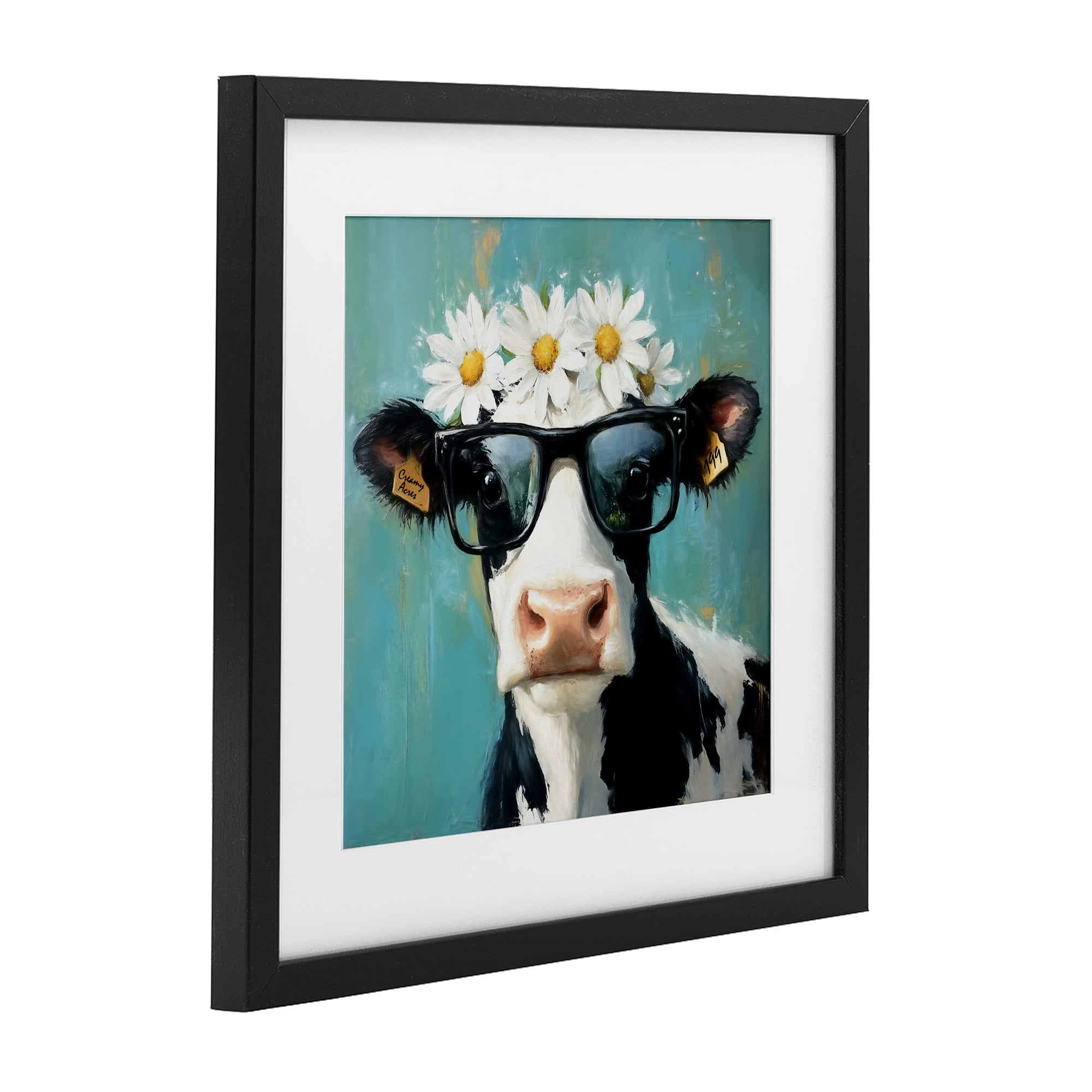Stupell Industries Nerdy Nessie Cow Black Framed Print Under Glass, design by Tina LeCour