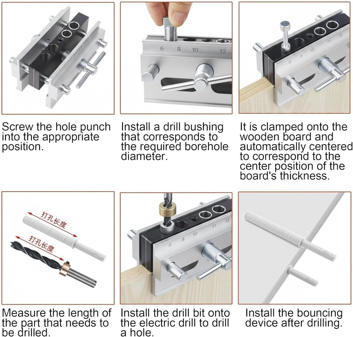 CATPAN Self Centering Dowel Jig, High Precision Drill Guide for Woodworking, Durable Aluminum & Steel, Adjustable Clamp, Easy Setup, Universal Design, Ideal for Straight Holes, DIY & Pro Projects
