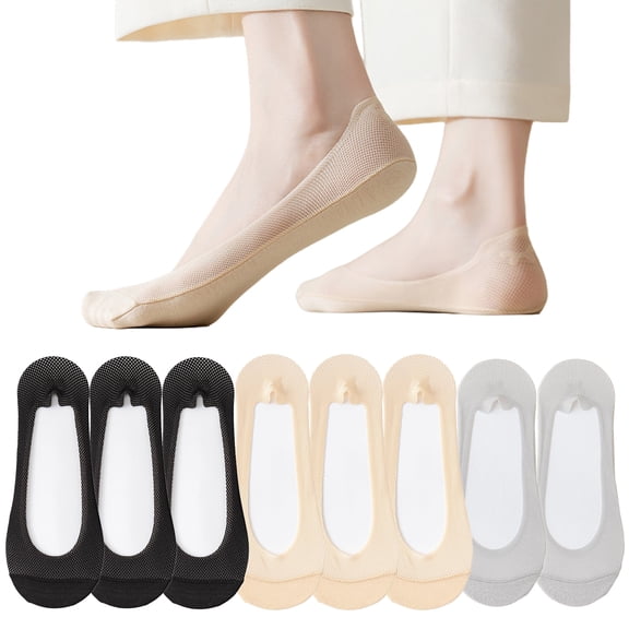 Women's 6 Pairs No Show Socks Mesh Liner Low Cut Invisible Socks