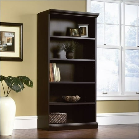 - Pemberly Row Library 5 Shelf Bookcase in Estate Black