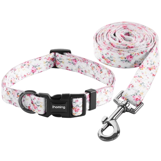 Ihoming Juego De Collar Y Correa Para Perro Para Caminar Diariamente Al Aire Libre, Correr, Entrenar, Diseño De Cielo Floral Para Niños Medianos, Niñas, Perros, Gatos, Mascotas M-Hasta 45 Libras