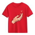 thumbnail image 2 of Piuwrlz Girls Short T-Shirts Kids Graphic Shirts Tops Cotton Pullover Red Size 4 Years, 2 of 10