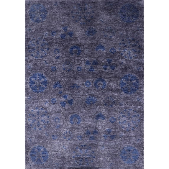 Ahgly Company Machine Washable Indoor Rectangle Industrial Modern Blue Whale Blue Area Rugs, 2' x 5'