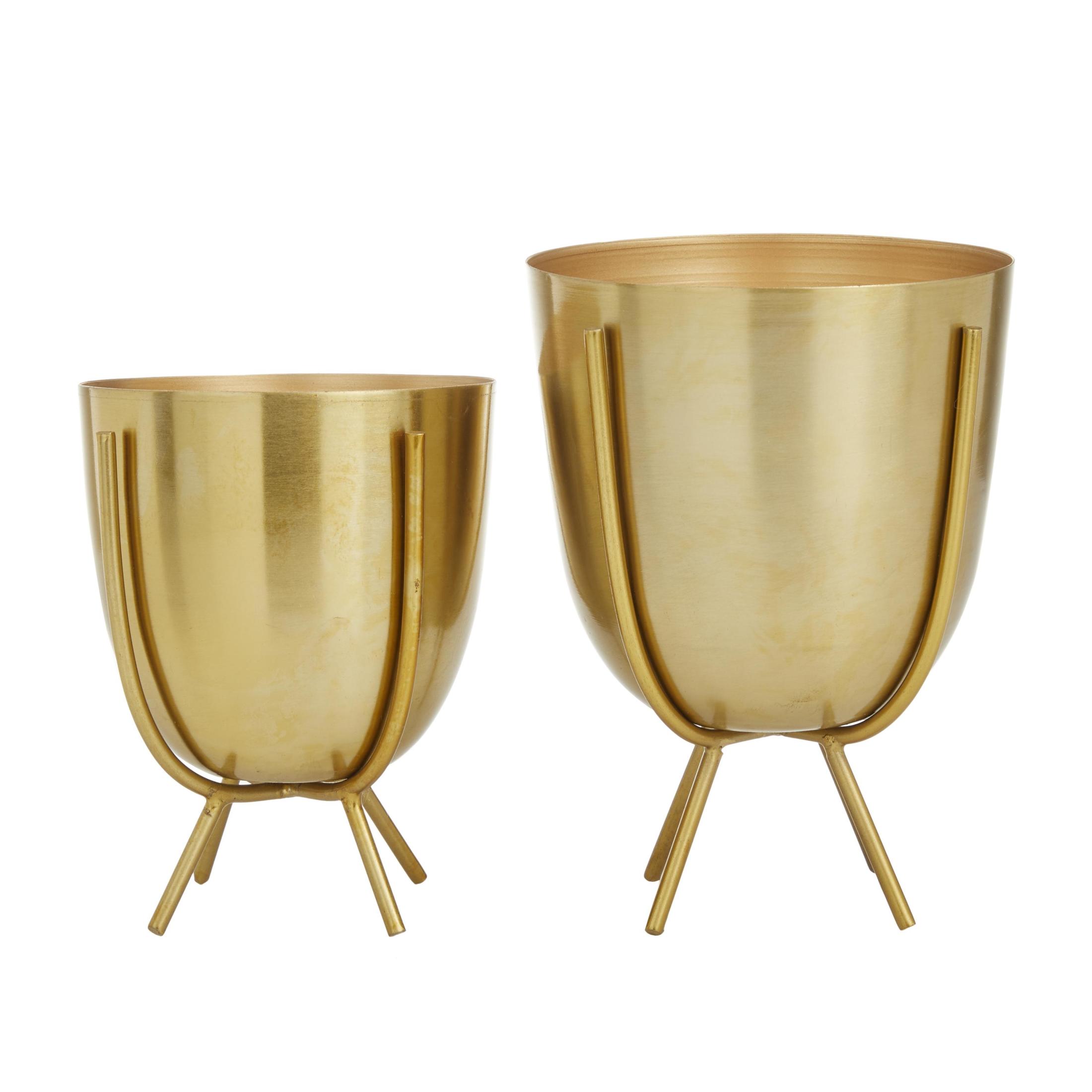 CosmoLiving by Cosmopolitan 6", 7"H Small Gold Metal Planter with Removable Stand (2 Count)
