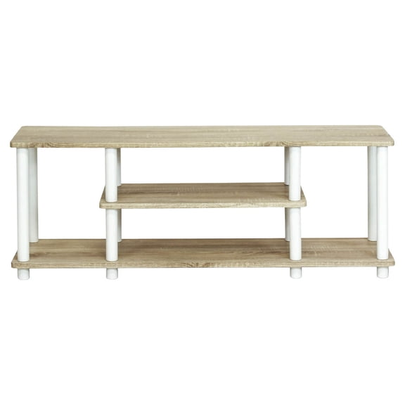 Furinno Turn-N-Tube No Tool 3-Tier Entertainment TV Stands, Oak/White