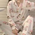 thumbnail image 2 of Women's Pajamas Sets Spring Autumn 2 Piece Animal Print Pyjama Faux Silk Satin Sleepwear Long Sleeve Pijama Mujer Pjs Homewear, 2 of 4