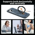 thumbnail image 4 of Heavy Duty Phone Case For iPhone 14,Built-in Rotatable Magnetic Ring Kickstand,Shockproof Dropproof Tough Rugged Anti-fall Protective Phone Case Cover For iPhone 14, Darkblue, 4 of 6