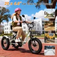 thumbnail image 3 of Lilypelle Peak 1100w Folding Electric Tricycle for Adults, 7 Speed 20" x 4.0 " Fat Tire 3 Wheel Aluminum Electric Bike W/ Differential & Suspension Fork, 48V 14.5Ah Battery, Up to 60Miles, 16Mph, 3 of 11