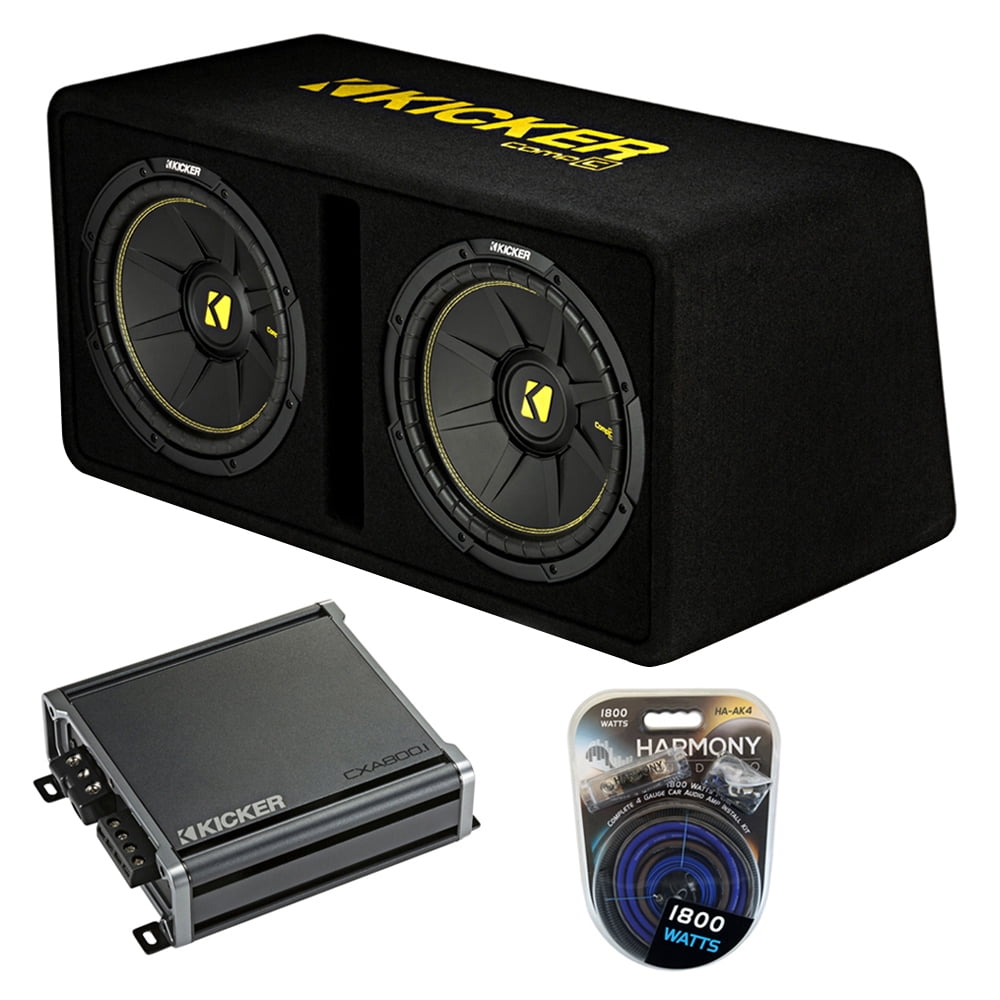 Kicker DCWC12 Dual 12" Loaded Sub Box Bundle with CXA800.1 Amp