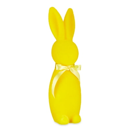 Way to Celebrate Easter Flocked Bunny Decor, Yellow, 16"