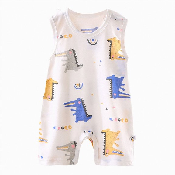 Baby Onesies Boy Baby Infant Boys Girl Sleeveless One-Piece Vest Cartoon Rompers Tank Top Jumpsuit Toddler Cotton Outfits