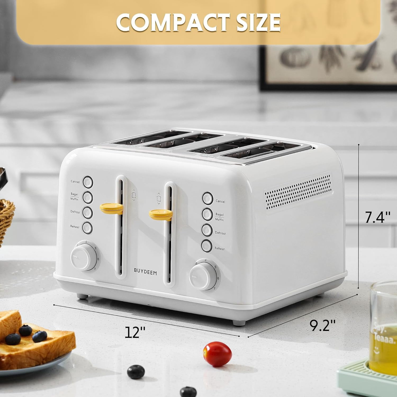 DT620 2-Slice Toaster, Extra Wide Slots, Retro Stainless Steel with High Lift Lever, Bagel and Muffin Function, Removal Crumb Tray, 7-Shade Settings,Cozy Greenish