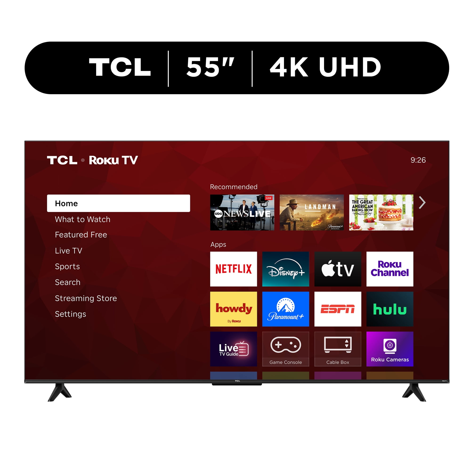 TCL 55” Class S55LR Series 4K HDR LED Smart Roku TV (New 2026) - High Brightness LED Backlight, Wide Color Gamut, Motion Rate 240, Auto Game Mode - 55S55LR