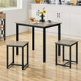 thumbnail image 2 of Yaheetech Industrial 3-Piece Dining 29.5" Table Set w/ 2 Stools for Kitchen, Dining Room, Gray, 2 of 8