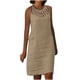 thumbnail image 2 of ICHUANYI Clearance Women's Fashion Round Neck Loose Sleeveless Solid Knee-High Dress Long Dress(Khaki, XXL) ICHUANYI WER2023081002830, 2 of 5