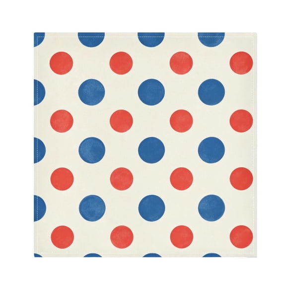 Iauyy Satin Napkins Set of 1- Red Blue Polka Dot on Cream DIY Printing Decoration Cloth Napkin- Easy Care for Home/Party