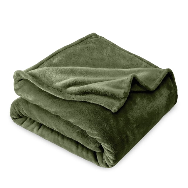 Bare Home Manta de Felpa Polar de 300 G/M², Microfibra Mullida, Suave y Afelpada, Tamaño Matrimonial/queen, Color Ciprés