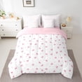 thumbnail image 2 of Manfei Pink Bow 7-Piece Twin Bedding Sets,Kawaii Bowknot Bedding Comforter Set,Dreamy Princess Breathable Sheet Sets,Lightweight Cartoon Room Decorative,Reversible, 2 of 7
