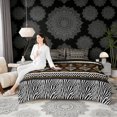 thumbnail image 4 of Erosebridal Bohemian Aztec Bedding Comforter Set, Zebra Print Queen Bedding Sets, Brown White Black, Black Reversible 7-Piece, 4 of 6