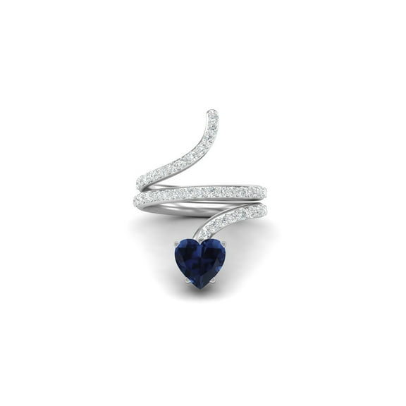 Mooneye Prong Set 7mm Heart Shape Blue Sapphire 925 Sterling Silver Snake Women Gift Rings