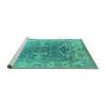 thumbnail image 2 of Ahgly Company Machine Washable Indoor Rectangle Oriental Turquoise Blue Industrial Area Rugs, 8' x 12', 2 of 4