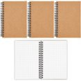 thumbnail image 1 of 4-Pack Grid Graph Spiral Notebooks with Kraft Cover, Portable A7 Size for Traveler & Students, 5x7, 1 of 4