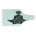 thumbnail image 2 of Yoga Cutting Board, Dark Silhouette Words About Time and Soul Inspiration Happiness Practice, Decorative Tempered Glass Cutting and Serving Board, Wine Bottle Shape, Black and White, by Ambesonne, 2 of 5