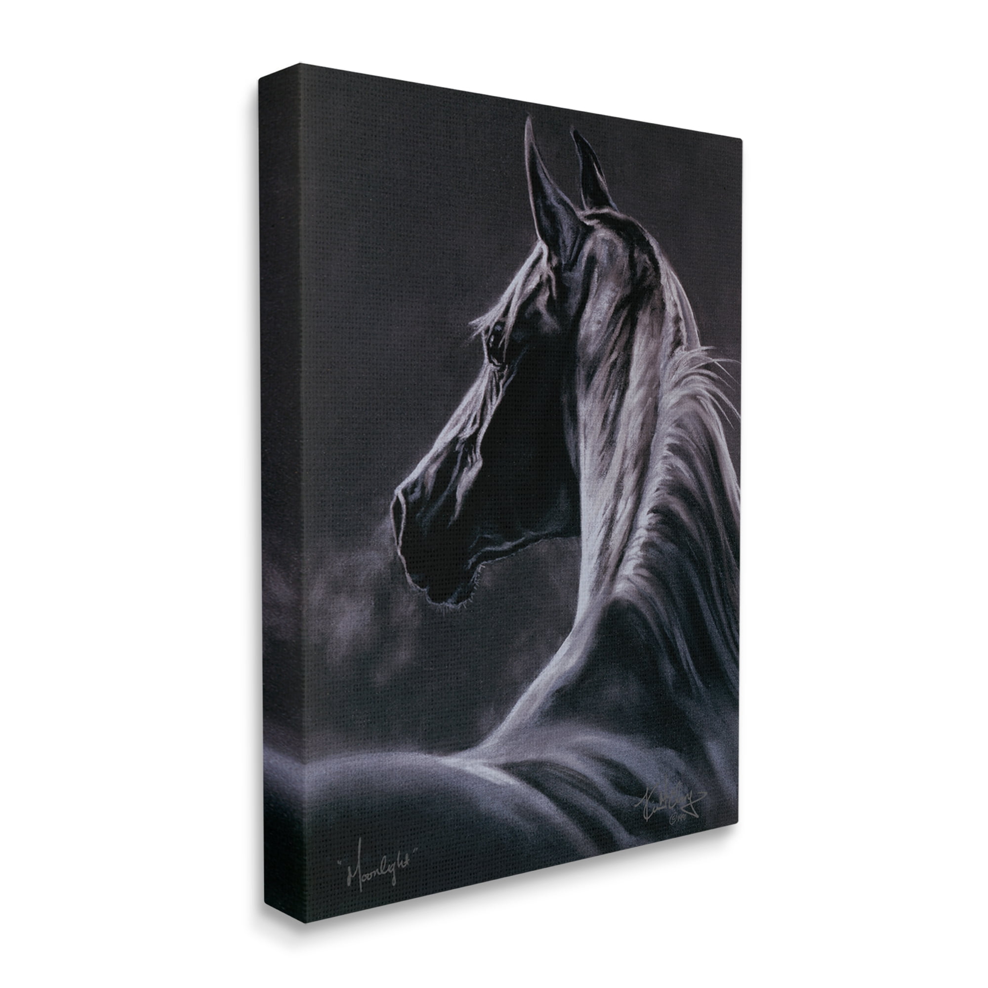 Stupell Industries Moonlit Horse Portrait Animals & Insects Painting Gallery Wrapped Canvas Print Wall Art, 24 x 30