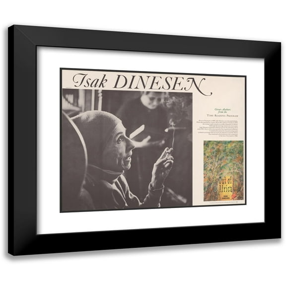 Pierre Boulat 14x12 Black Modern Framed Museum Art Print Titled - Isak Dinesen - Great Authors from the Time Reading Program (1965)