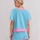 thumbnail image 3 of Conjunto de Dos Piezas para Mujer, Jersey Informal de Corta, Pantalones Cortos A Juego, Chándal, Azul , Talla L, 3 of 4