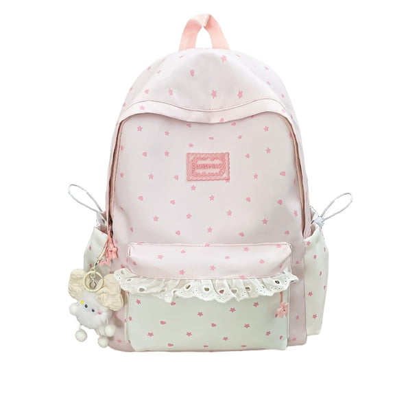 Cute Backpack Cute Backpack with Lace Large Laptop Daypack with Cute Accessories Daypack Travel Back-to-School(A04_Pink,One Size)