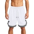 thumbnail image 3 of cllios Basketball Shorts for Men Big and Tall Lightweight Breathable Comfy Baggy Shorts with Pockets Elastic Waist Drawstring Short Pants for Sport White M, 3 of 10