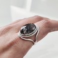 thumbnail image 3 of Natural Black Rutile Ring, Woman's Black Rutilated Quartz Ring, Birthstone, Designer Band, 925 Sterling Silver, Womens Ring, Christmas, Thanksgiving, Handmade, Statement Jewelry, Natural Gemstone Ring, 3 of 6