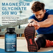 (2 Pack)Magnesium Glycinate 500mg | Chelated for Easy Absorption | Highly Purified Essential | for Muscle, Joint, Heart, Digestive Health
