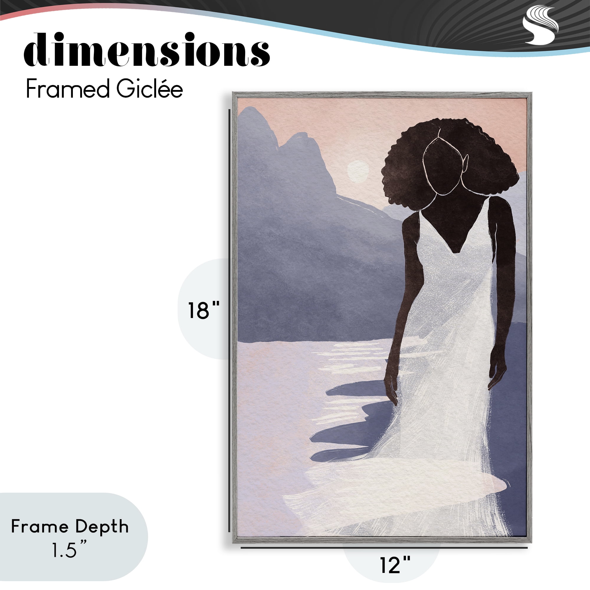 Stupell Industries White Gown Silhouette at Sunset Gray Framed Giclee Art, design by Yuyu Pont