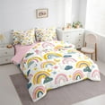 thumbnail image 3 of Manfei bohemian Rainbow 7-Piece Bedding Comforter Set,Retro Boho Theme King Bedding Sets,Yellow Stars Teal Clouds Bed Sheets For Girl Boys,Breathable Home Decor Reversible, 3 of 8