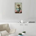 thumbnail image 5 of Vintage Cat Bathing Metal Tin Sign, Iron Wall Decor for Indoor Outdoor, Retro Floral Feline Themed Hanging Plaque for Home, Bedroom, Office, Cafe, Bar - Pack of 1, 8x12 Inch, 5 of 7