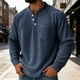 thumbnail image 1 of pstuiky camisas de hombre de manga larga, Camiseta informal de manga larga con botones y cuello alto de color liso para hombre camisetas de hombre xxxxxl, 1 of 8