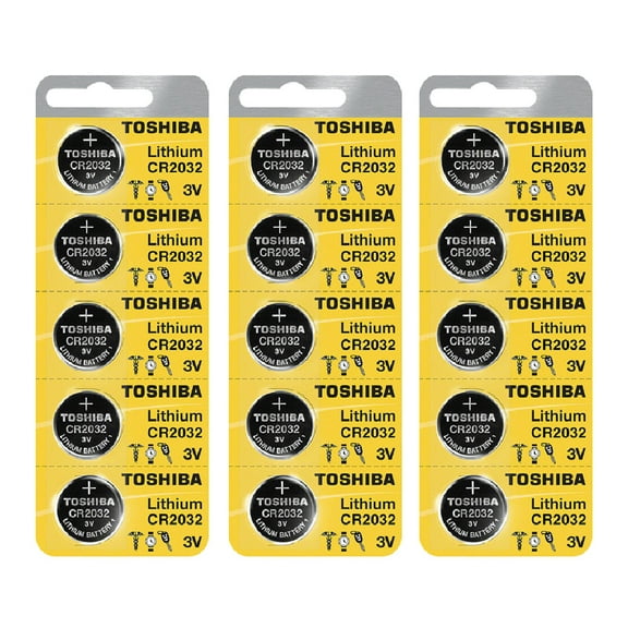 Toshiba CR2032 3 Volt Lithium Coin Battery (15 Batteries)